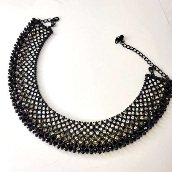 Crystal and Black Choker Necklace - Picture 2 of 13